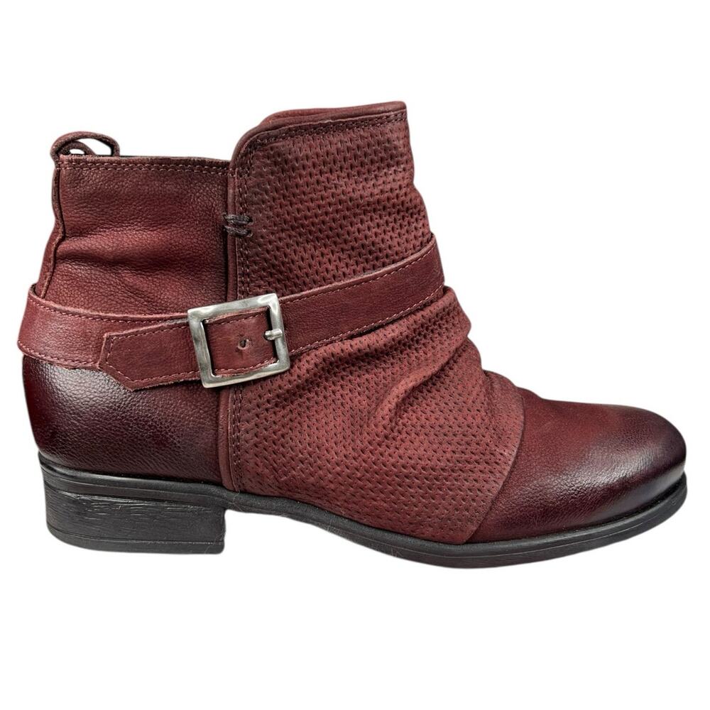 Miz Mooz Women’s Suzy Wide Merlot Buckle Ankle Boot Size 37 US 6.5/7